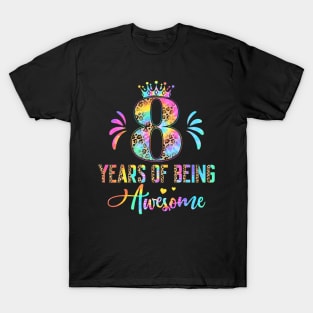 Kids Eight Year Old Rainbow 8Th Birthday Leopard For Girls 8 T-Shirt